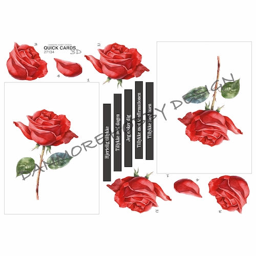 3D Quick Cards Rød rose